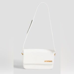 Jacquemus White Leather Shoulder Crossbody with Gold Logo